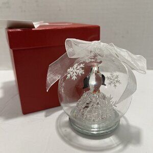 Spun Glass Penguin LED Light Up Globe Ornament White / Color Changing